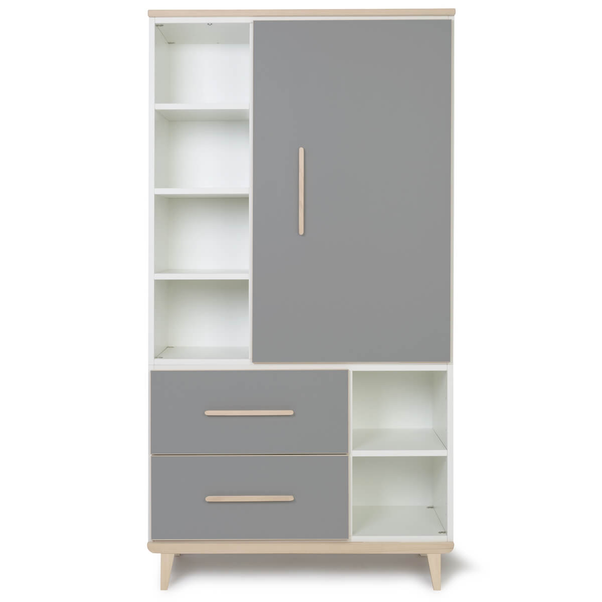 Kleiderschrank 173 cm 1-türig 2 Schubladen NADO Retro Esche slate grey