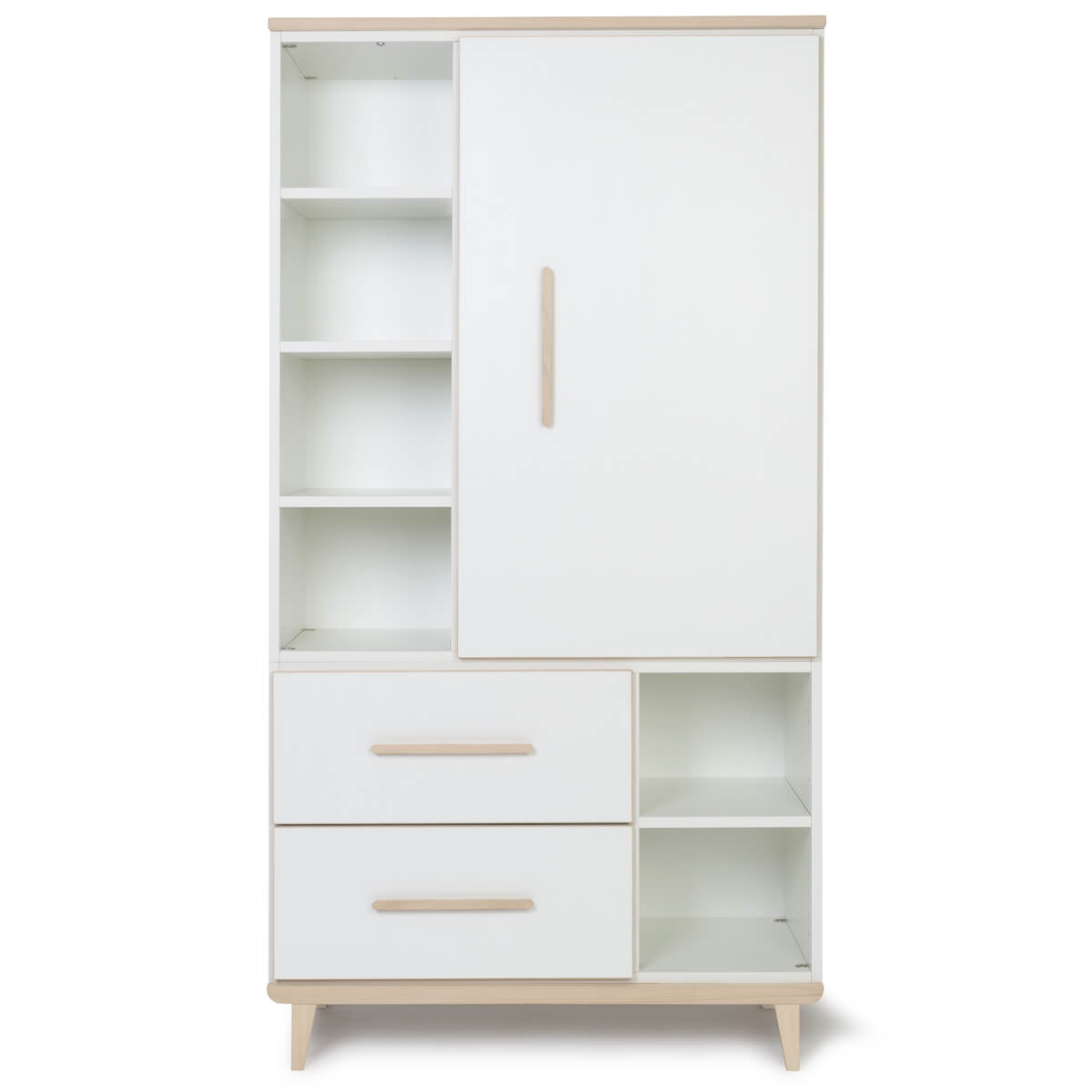 Kleiderschrank 173 cm 1-türig 2 Schubladen NADO Retro Esche white