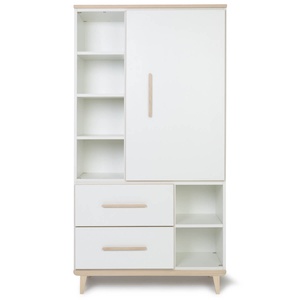 Kleiderschrank 173 cm 1-türig 2 Schubladen NADO Retro Esche white