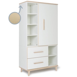 Kleiderschrank 173 cm 1-türig 2 Schubladen NADO Retro Esche white