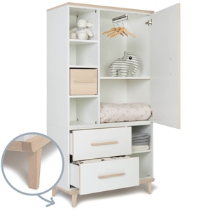 Kleiderschrank 173 cm 1-türig 2 Schubladen NADO Retro Esche white