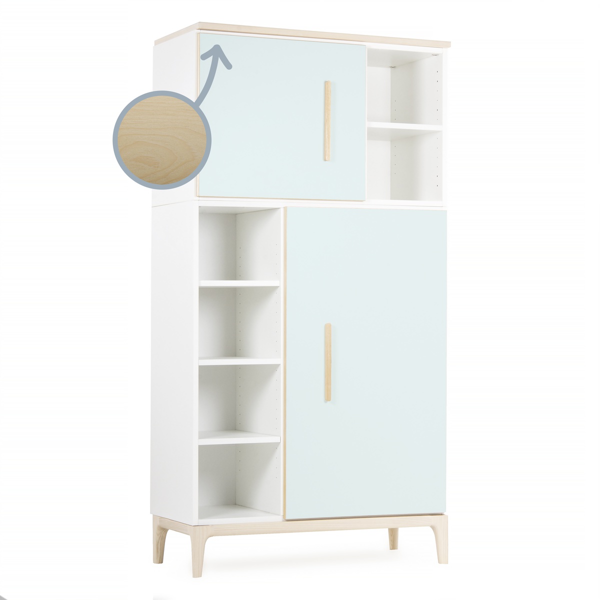 Kleiderschrank 173 cm 2-türig NADO Curve Esche mint