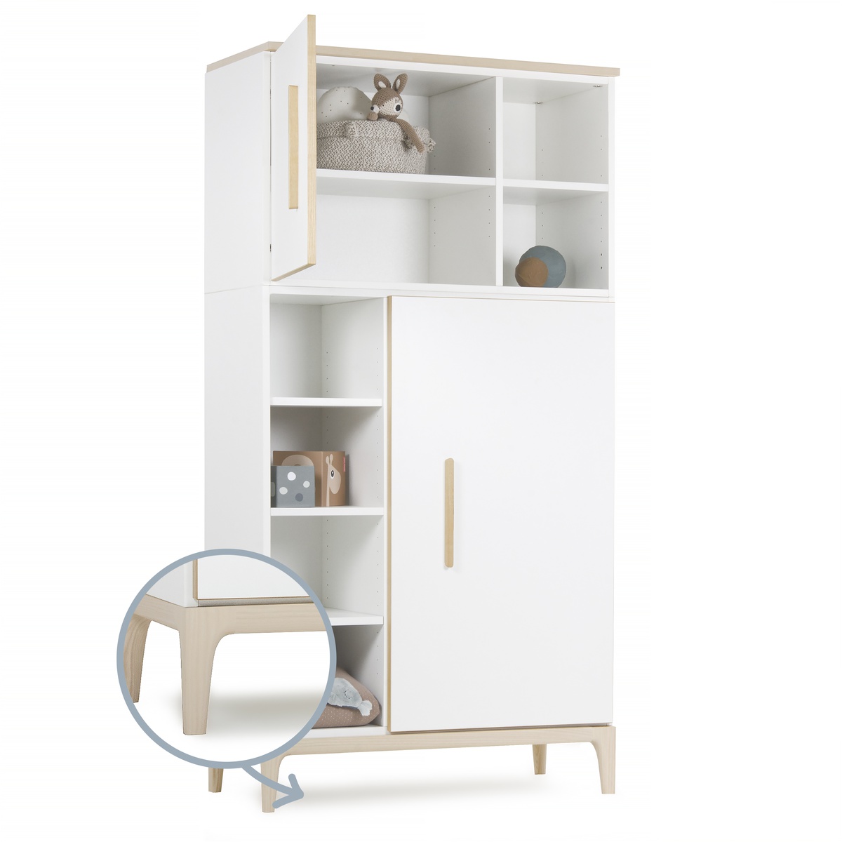 Kleiderschrank 173 cm 2-türig NADO Curve Esche white