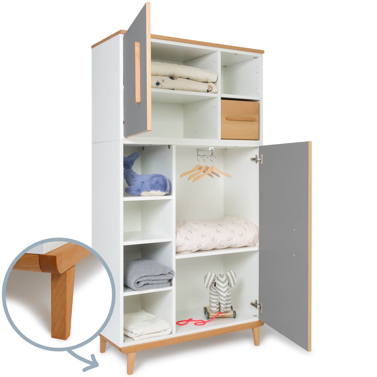 Kleiderschrank 173 cm 2-türig NADO Retro Buche slate grey