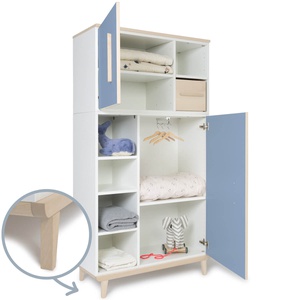 Kleiderschrank 173 cm 2-türig NADO Retro Esche capri blue