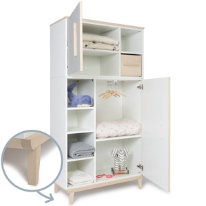 Kleiderschrank 173 cm 2-türig NADO Retro Esche manhattan grey-white