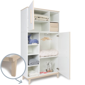 Kleiderschrank 173 cm 2-türig NADO Retro Esche white