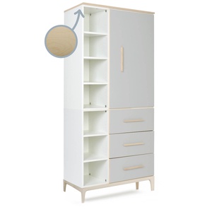 Kleiderschrank 198 cm 1-türig 3 Schubladen NADO Curve Esche manhattan grey