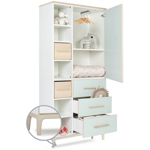 Kleiderschrank 198 cm 1-türig 3 Schubladen NADO Curve Esche mint