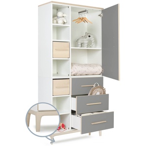 Kleiderschrank 198 cm 1-türig 3 Schubladen NADO Curve Esche slate grey