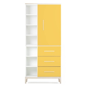 Kleiderschrank 198 cm 1-türig 3 Schubladen NADO Curve Esche sunshine yellow