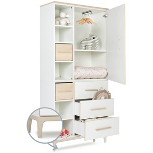 Kleiderschrank 198 cm 1-türig 3 Schubladen NADO Curve Esche white