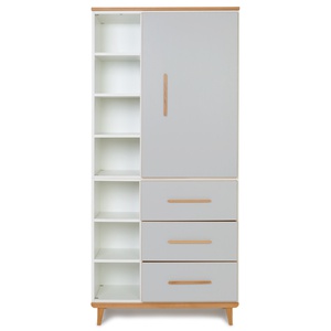Kleiderschrank 198 cm 1-türig 3 Schubladen NADO Retro Buche manhattan grey