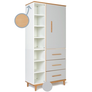 Kleiderschrank 198 cm 1-türig 3 Schubladen NADO Retro Buche manhattan grey