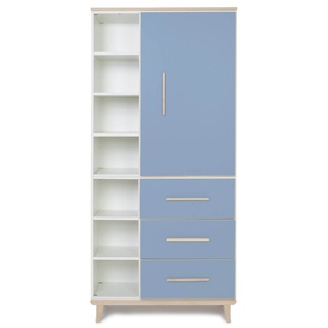 Kleiderschrank 198 cm 1-türig 3 Schubladen NADO Retro Esche capri blue