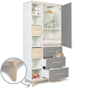 Kleiderschrank 198 cm 1-türig 3 Schubladen NADO Retro Esche slate grey