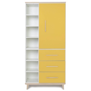 Kleiderschrank 198 cm 1-türig 3 Schubladen NADO Retro Esche sunshine yellow
