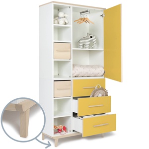 Kleiderschrank 198 cm 1-türig 3 Schubladen NADO Retro Esche sunshine yellow