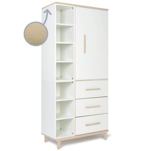 Kleiderschrank 198 cm 1-türig 3 Schubladen NADO Retro Esche white
