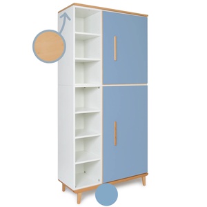 Kleiderschrank 198 cm 2-türig  NADO Retro Buche capri blue