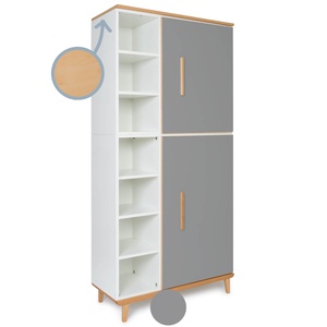 Kleiderschrank 198 cm 2-türig  NADO Retro Buche slate grey