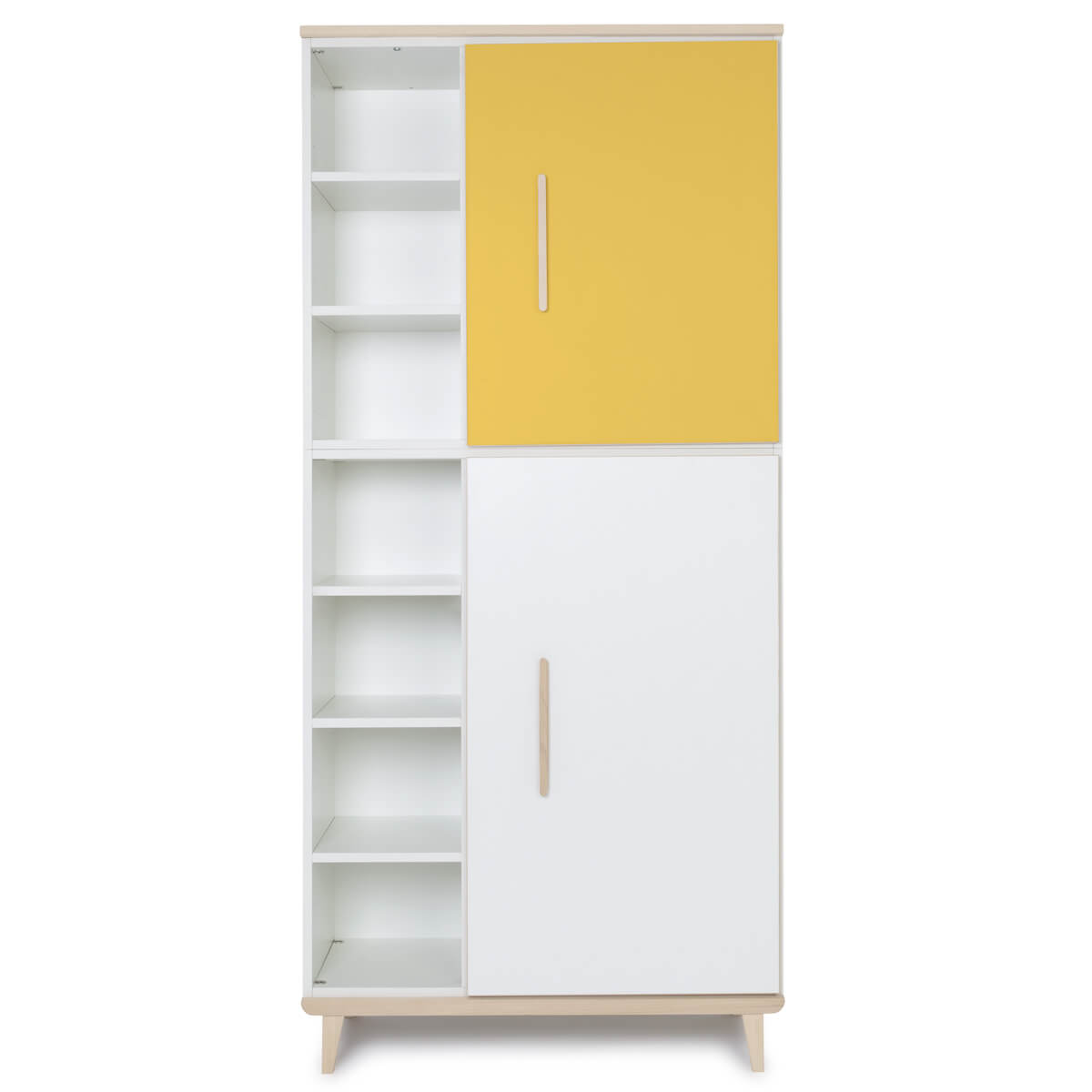 Kleiderschrank 198 cm 2-türig  NADO Retro Esche sunshine yellow-white