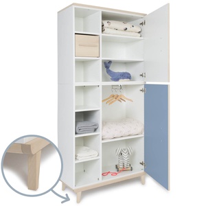 Kleiderschrank 198 cm 2-türig  NADO Retro Esche white-capri blue