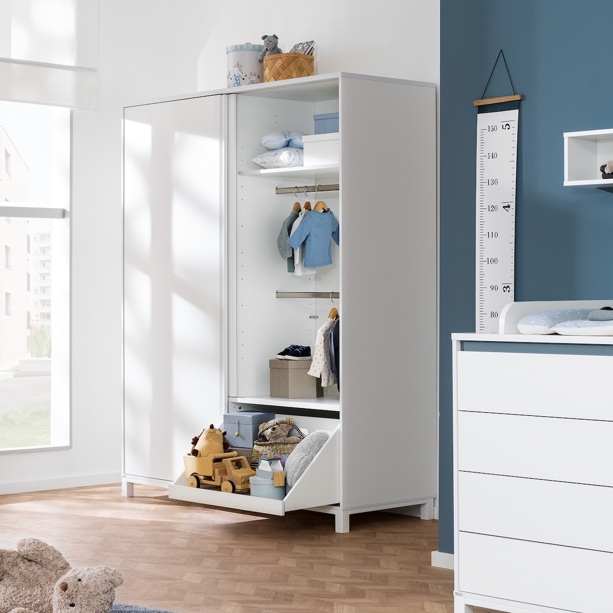 Kleiderschrank 2 Schiebetüren 2 Schubladen OLLI Paidi weiß rosa