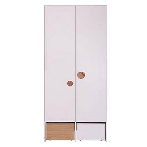 Kleiderschrank 2 Türen 2 Rollkästen KASVA weiß-Eiche