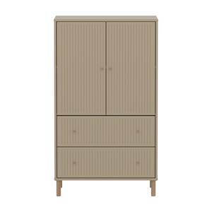 Kleiderschrank 2 Türen und 2 Schubladen Rillen mit Fuß SAGA Flexa Hafer Eiche hellgrau