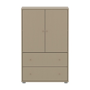 Kleiderschrank 2 Türen und 2 Schubladen Rillen SAGA Flexa Hafer Eiche hellgrau