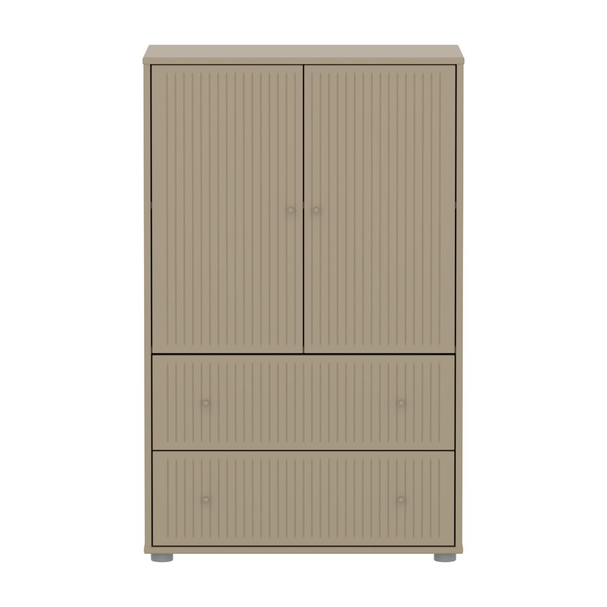 Kleiderschrank 2 Türen und 2 Schubladen Rillen SAGA Flexa Hafer hellgrau