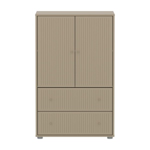 Kleiderschrank 2 Türen und 2 Schubladen Rillen SAGA Flexa Hafer hellgrau