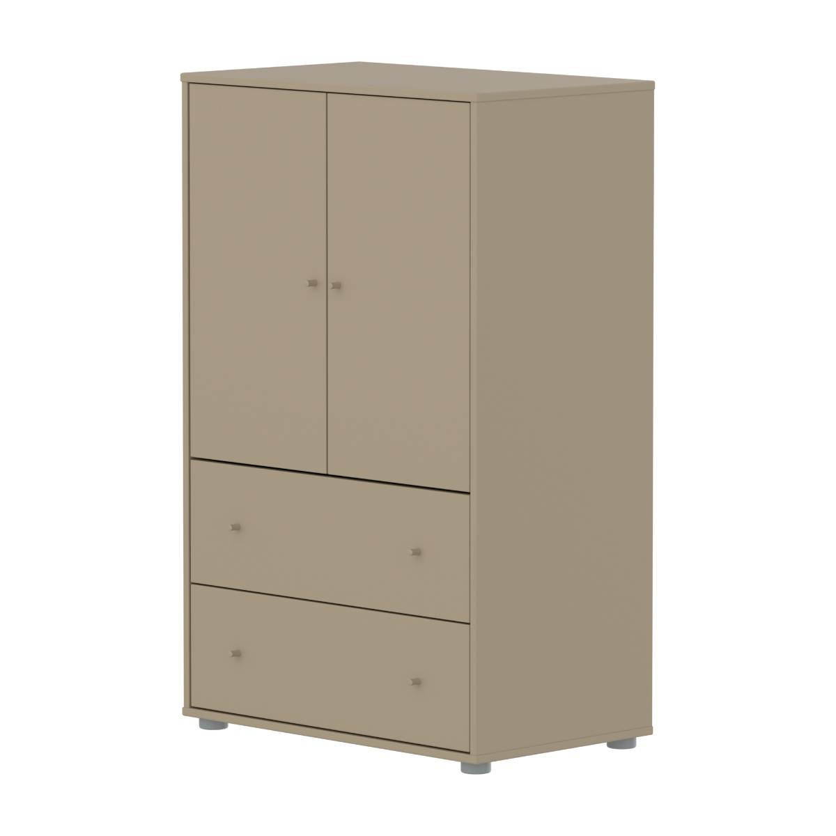 Kleiderschrank 2 Türen und 2 Schubladen SAGA Flexa Hafer hellgrau