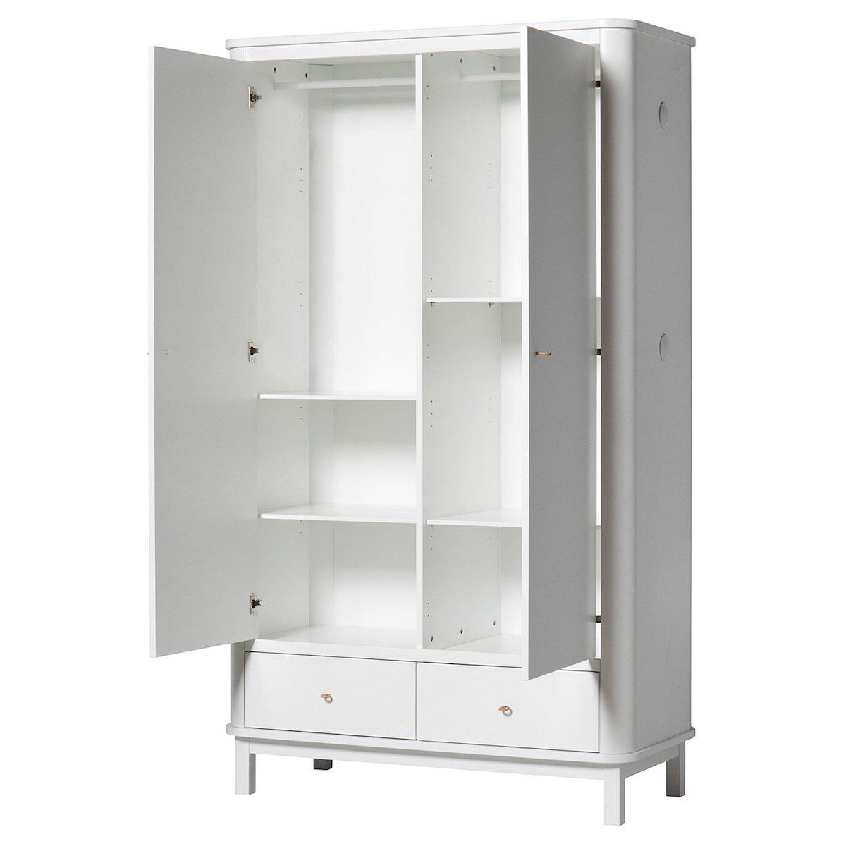 Kleiderschrank 2 Türen WOOD Oliver Furniture weiß