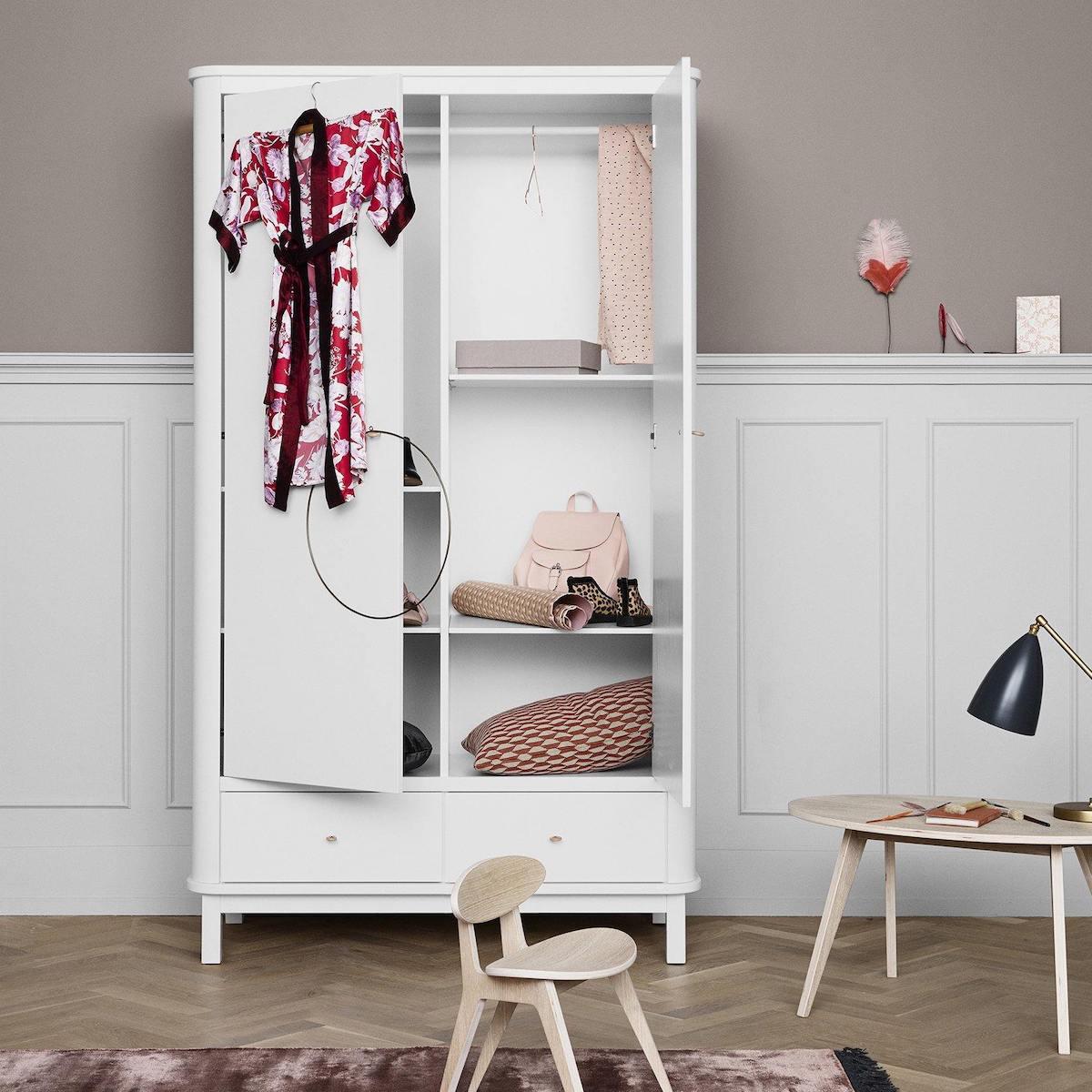 Kleiderschrank 2 Türen WOOD Oliver Furniture weiß