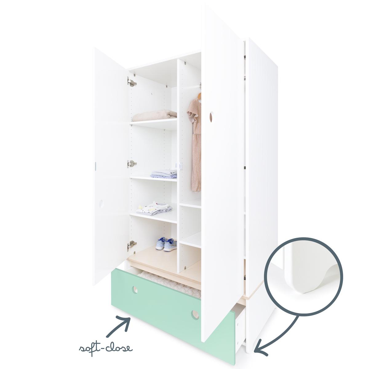 Kleiderschrank 2-türig COLORFLEX Schublade mint 
