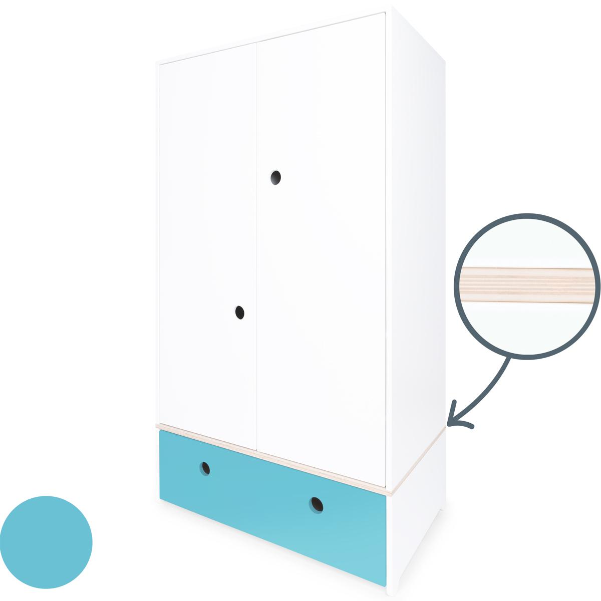 Kleiderschrank 2-türig COLORFLEX Schublade paradise blue 