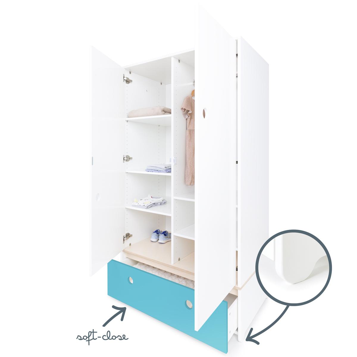 Kleiderschrank 2-türig COLORFLEX Schublade paradise blue 