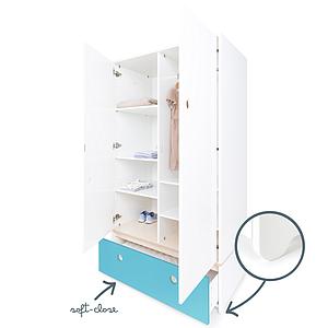 Kleiderschrank 2-türig COLORFLEX Schublade paradise blue 