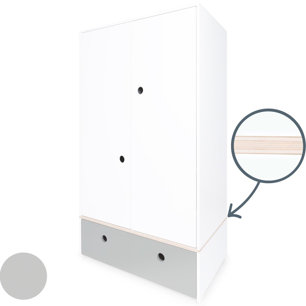 Kleiderschrank 2-türig COLORFLEX Schublade pearl grey 