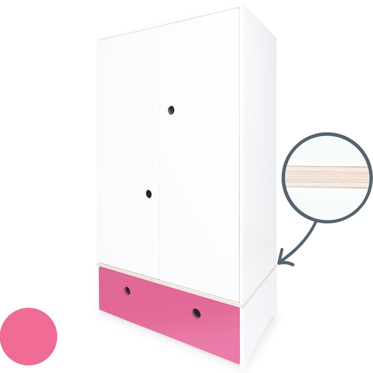 Kleiderschrank 2-türig COLORFLEX Schublade pink 