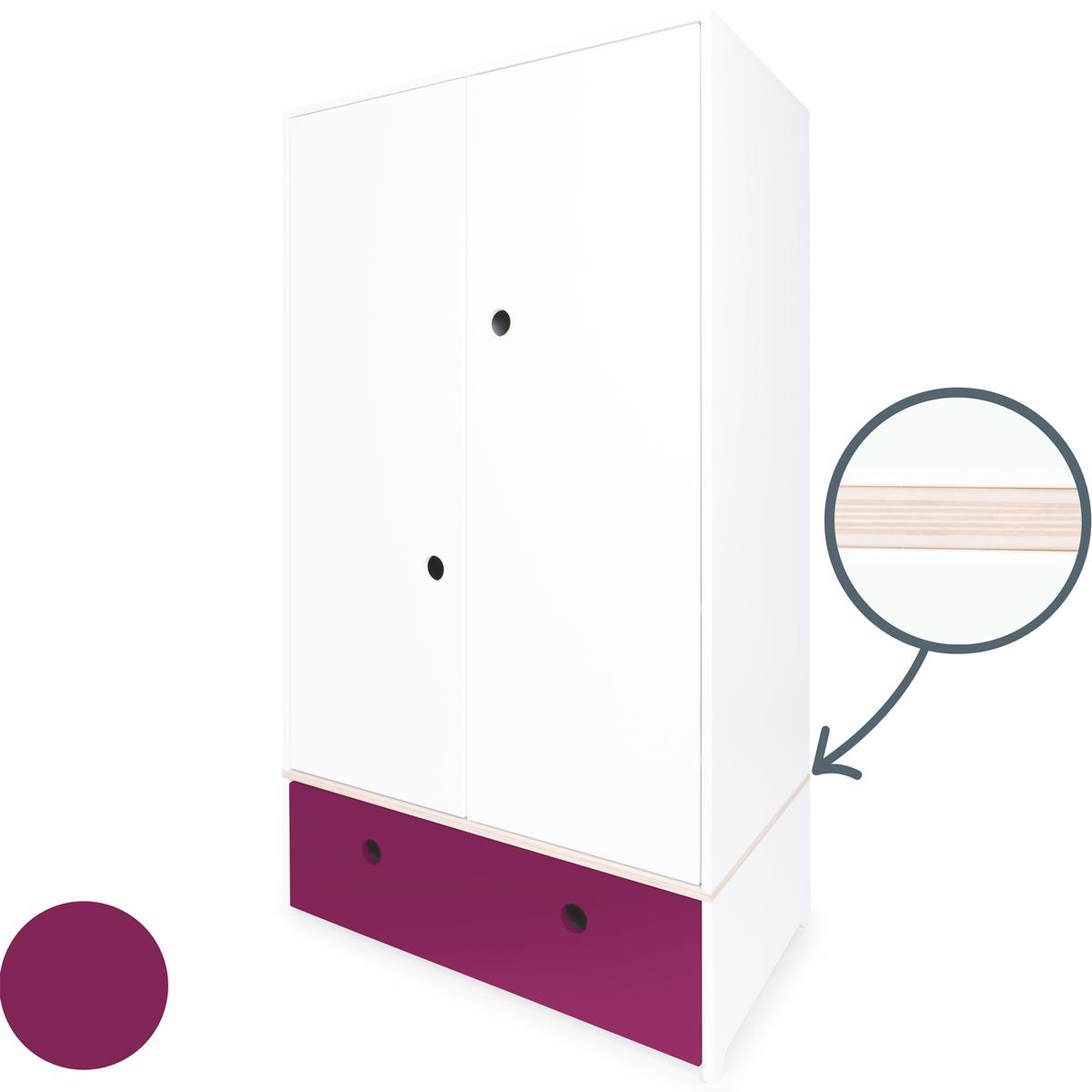 Kleiderschrank 2-türig COLORFLEX Schublade plum 