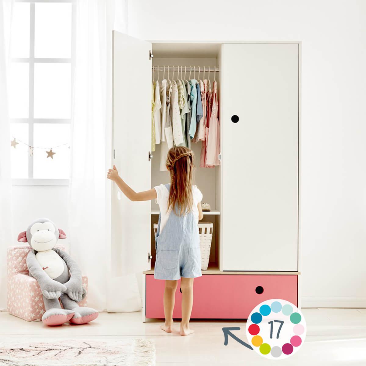 Kleiderschrank 2-türig COLORFLEX Schublade plum 