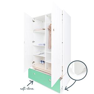 Kleiderschrank 2-türig COLORFLEX Schublade sea foam 