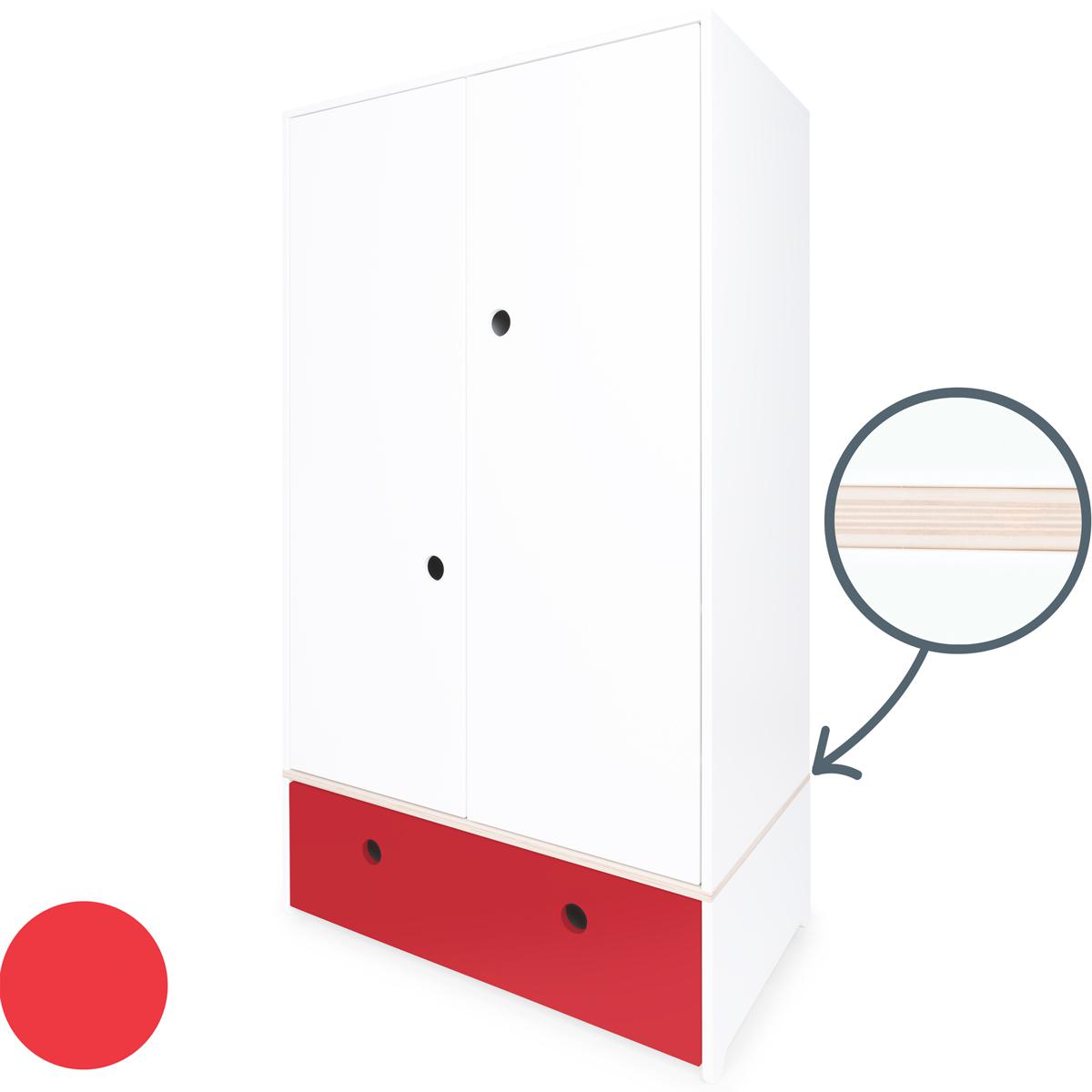 Kleiderschrank 2-türig COLORFLEX Schublade true red 