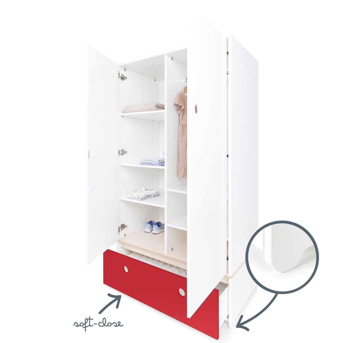 Kleiderschrank 2-türig COLORFLEX Schublade true red 