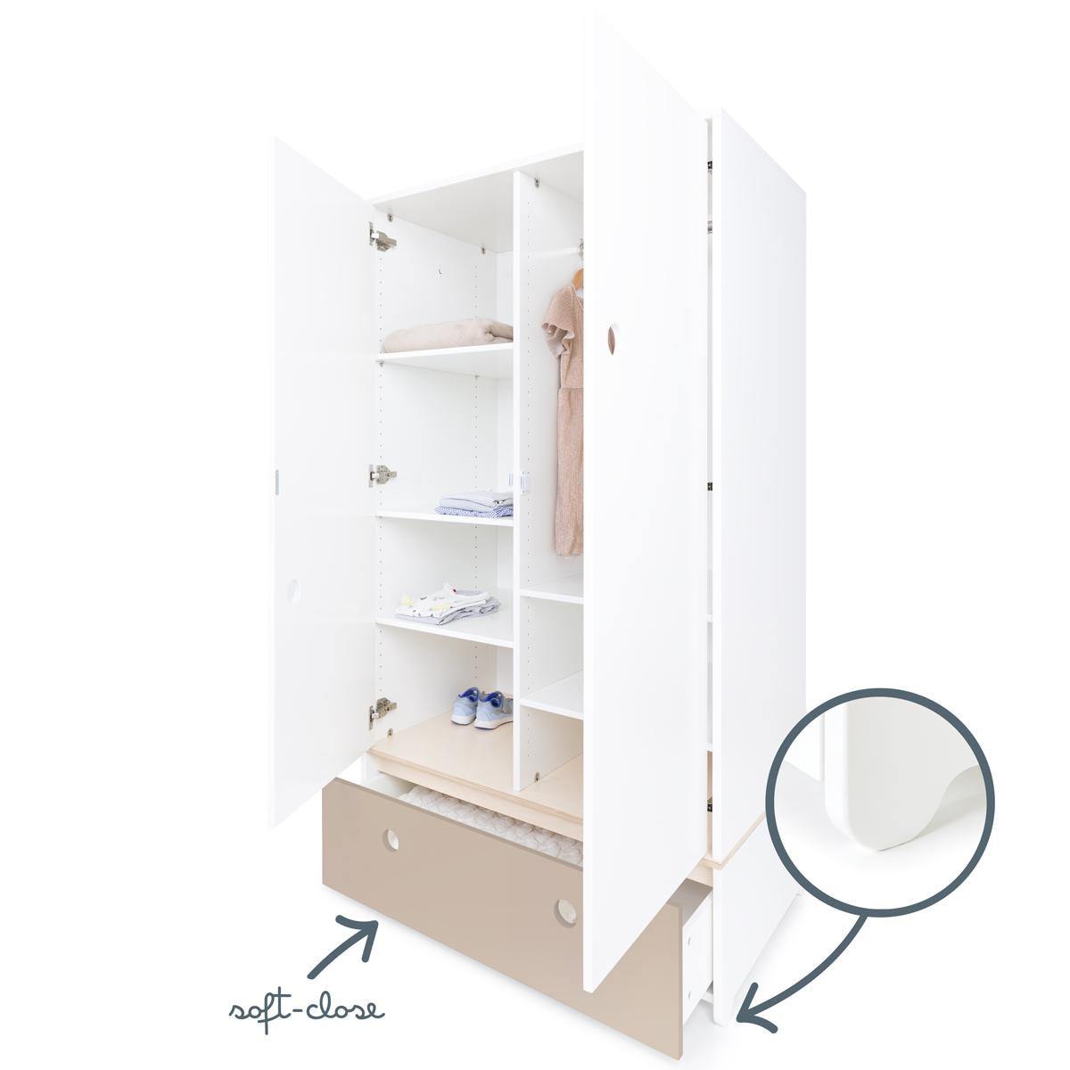 Kleiderschrank 2-türig COLORFLEX Schublade warm grey 