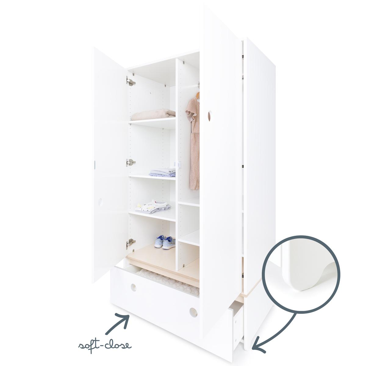 Kleiderschrank 2-türig COLORFLEX Schublade white 