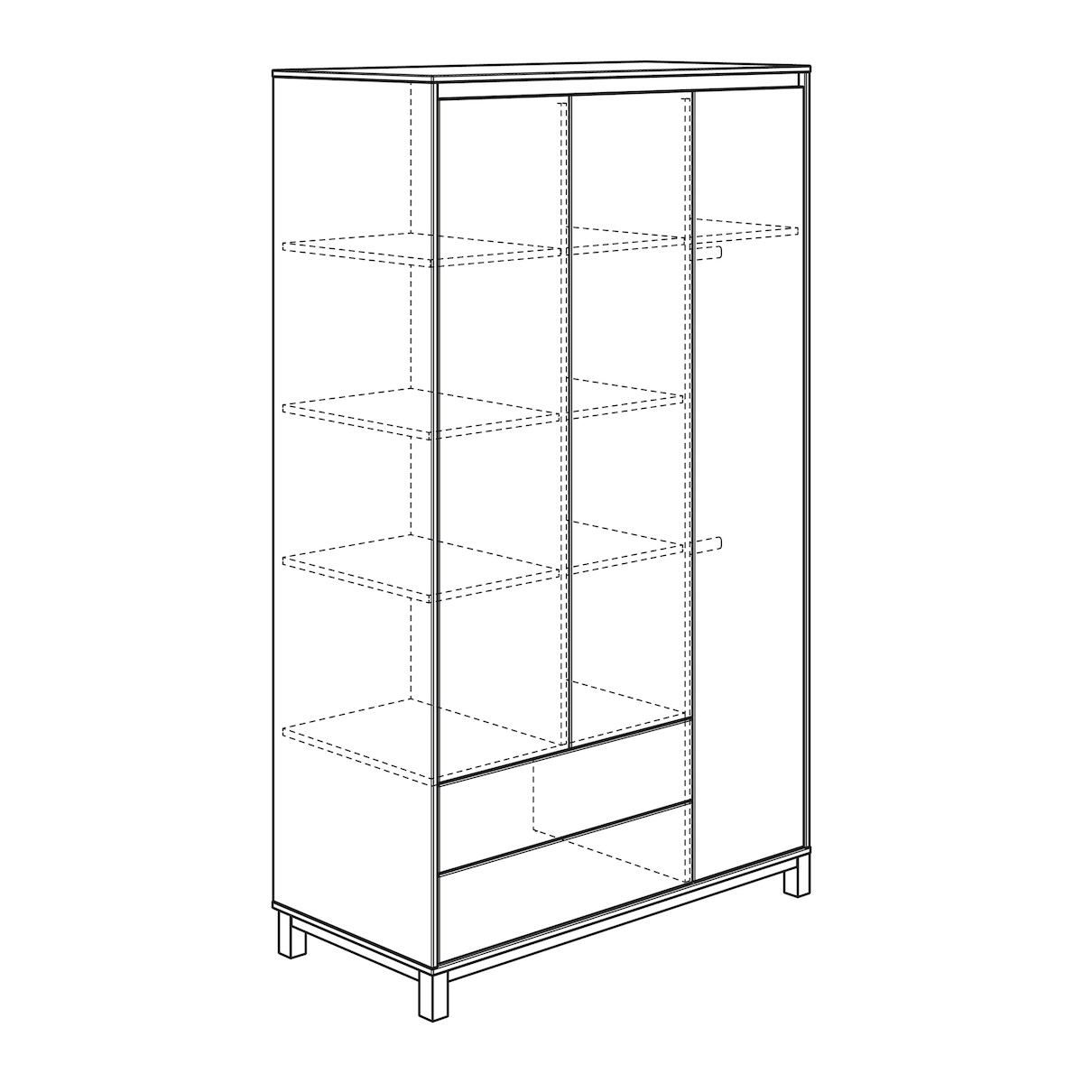 Kleiderschrank 3 Türen 2 Schubladen OLLI Paidi weiß blau matt